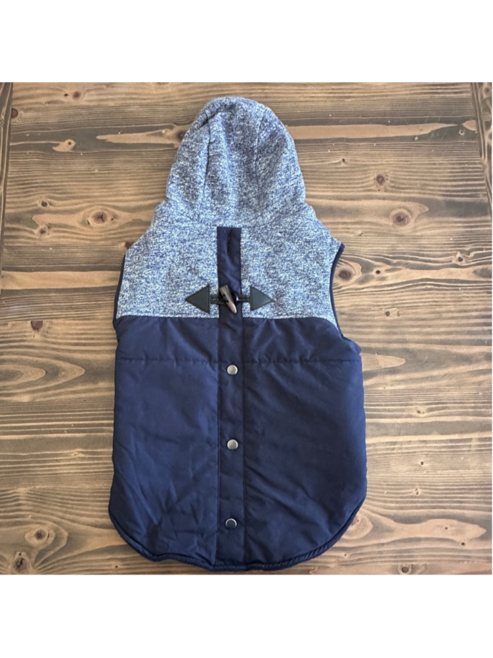Dog Hooded Vest XL Navy Gray Fleece Lined Winter Coat Pet
